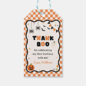 Halloween Gingham Verjaardag Gift Tags Cadeaulabel (Voorkant)