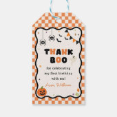 Halloween Gingham Verjaardag Gift Tags Cadeaulabel (Achterkant)