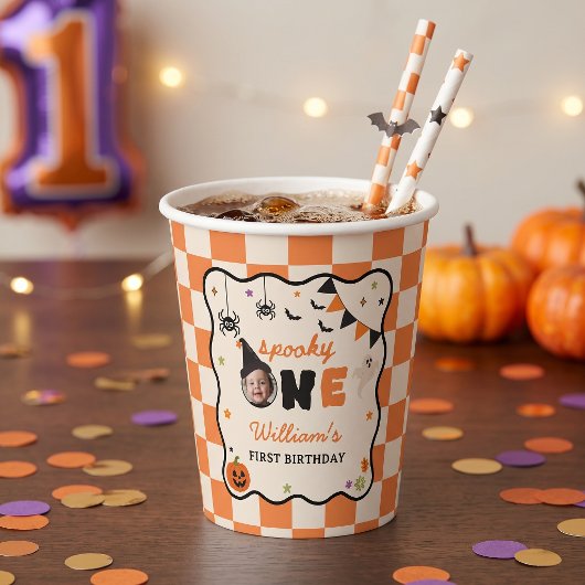 Halloween Gingham Verjaardag Papieren Bekers