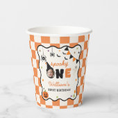 Halloween Gingham Verjaardag Papieren Bekers (Achterkant)
