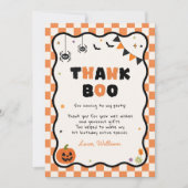 Halloween Gingham Verjaardagsfeest Bedankkaart (Voorkant)