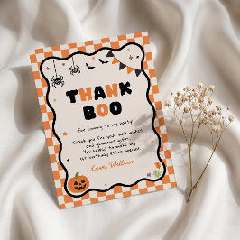 Halloween Gingham Verjaardagsfeest Bedankkaart