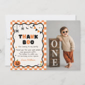 Halloween Gingham Verjaardagsfeest Bedankt Kaart (Voorkant)