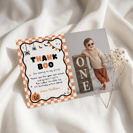 Halloween Gingham Verjaardagsfeest Bedankt Kaart