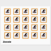Halloween Gingham Witch Pet Gepersonaliseerde Stic Vierkante Sticker (Vel)