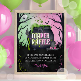 Halloween Girl Baby Shower Diaper Raffle Sign Poster