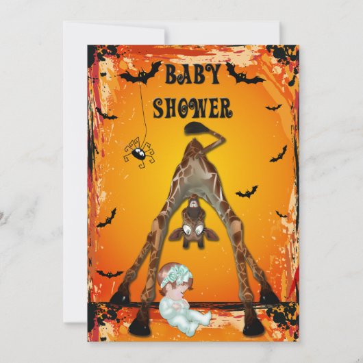 Halloween Girl Baby shower Funny Giraffe Kaart (Voorkant)