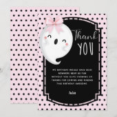 Halloween Girl Birthday Pink Black Polka dot Bedankkaart (Voorkant / Achterkant)