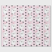 Halloween Girl Birthday Pink Black Polka dot Ghost Cadeaupapier (Vlak)