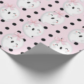 Halloween Girl Birthday Pink Black Polka dot Ghost Cadeaupapier (Hoek)