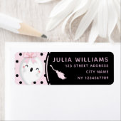 Halloween Girl Birthday Pink Black Polka dot Ghost Etiket (Insitu)