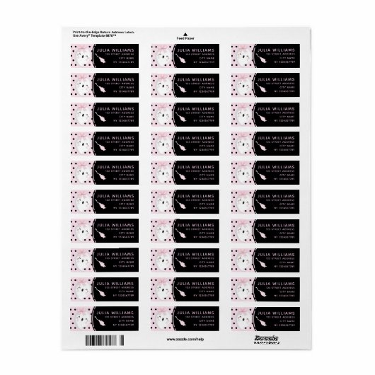 Halloween Girl Birthday Pink Black Polka dot Ghost Etiket (Full Sheet)