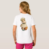 Halloween Girl Carving Apple T-shirt (Achterkant volledig)