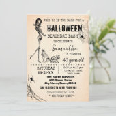 Halloween Girl & Cats skelet Verjaardag Kaart (Staand voorkant)