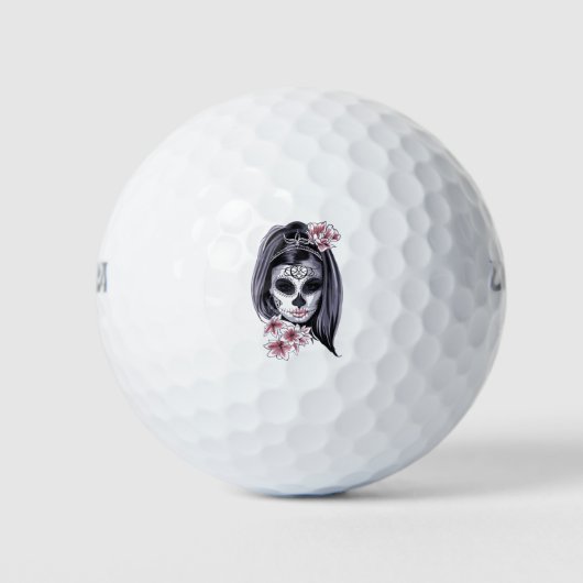 Halloween Girl Day of the Dead Golfballen (Voorkant)