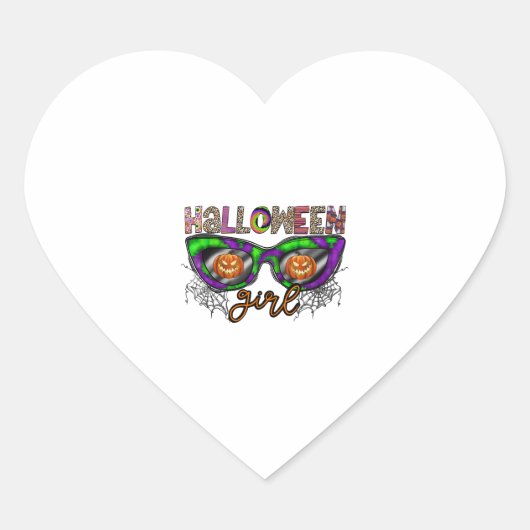 Halloween Girl Hart Sticker (Voorkant)