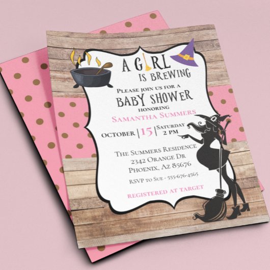 Halloween Girl is Brewing Witch Baby shower Pink