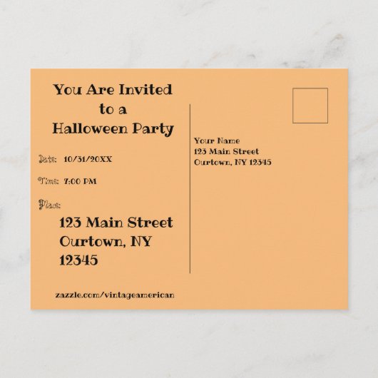  Halloween Girl Party Uitnodiging (Achterkant)