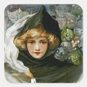 Halloween Girl Vierkante Sticker