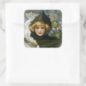  Halloween Girl Vierkante Sticker (Tas)