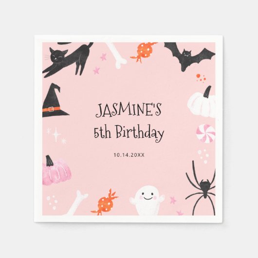 Halloween Girls Birthday Napkins Servet (Voorkant)