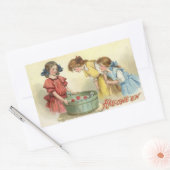Halloween Girls Bobbing for Apples  Rechthoekige Sticker (Envelop)