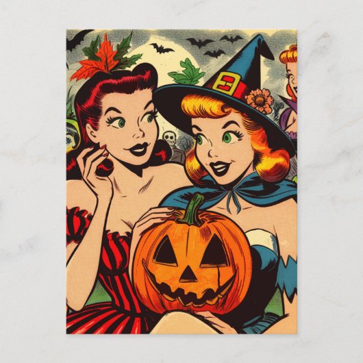 Halloween Girls Comics Briefkaart (Voorkant)