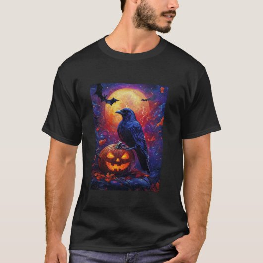 Halloween Girls Design Boys Crow Pumpkin Kinder Ha T-shirt (Voorkant)