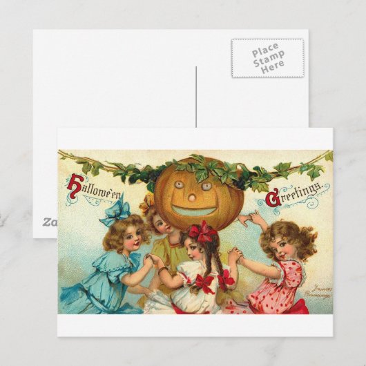 Halloween Girls Feestdagenkaart (Voorkant / Achterkant)