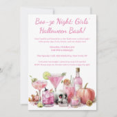 Halloween Girls Night Out | Roze Cocktail Party Kaart (Voorkant)