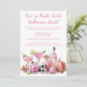Halloween Girls Night Out | Roze Cocktail Party Kaart (Staand voorkant)