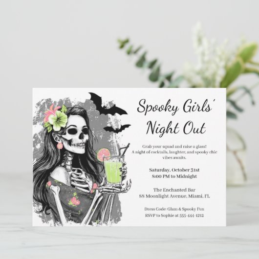 Halloween Girls Night Out | Spooky Cocktail Party Kaart (Staand voorkant)
