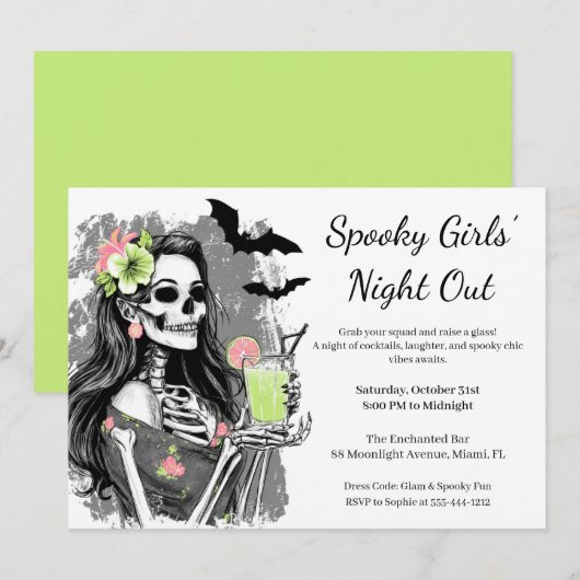 Halloween Girls Night Out | Spooky Cocktail Party Kaart (Voorkant / Achterkant)