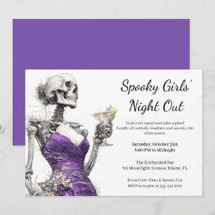 Halloween Girls Night Out Spooky Cocktail Party Kaart
