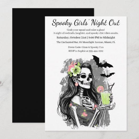 Halloween Girls Night Out | Spooky Cocktail Party Kaart (Voorkant / Achterkant)