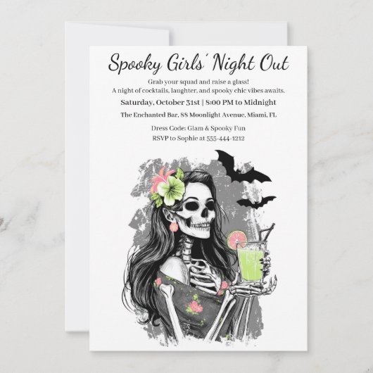 Halloween Girls Night Out | Spooky Cocktail Party Kaart (Voorkant)