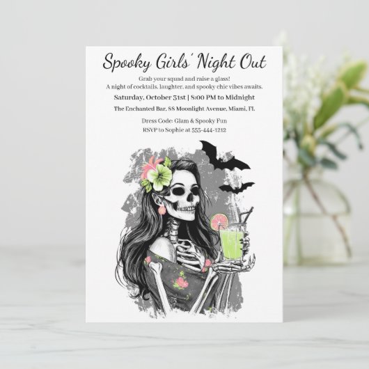 Halloween Girls Night Out | Spooky Cocktail Party Kaart (Staand voorkant)