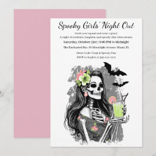 Halloween Girls Night Out Spooky Cocktail Party Kaart