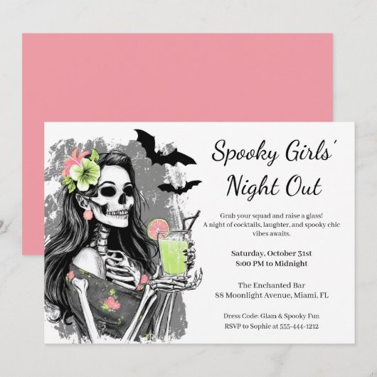 Halloween Girls Night Out | Spooky Cocktail Party Kaart (Voorkant / Achterkant)