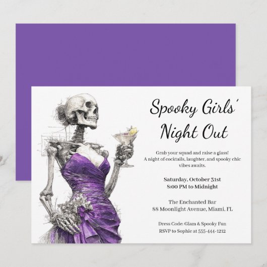 Halloween Girls Night Out | Spooky Cocktail Party Kaart (Voorkant / Achterkant)