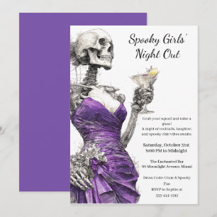 Halloween Girls Night Out Spooky Cocktail Party Kaart