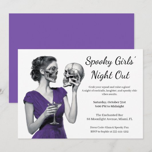 Halloween Girls Night Out | Spooky Cocktail Party Kaart (Voorkant / Achterkant)