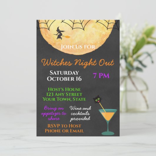 Halloween Girls Night Out Uitnodiging (Staand voorkant)