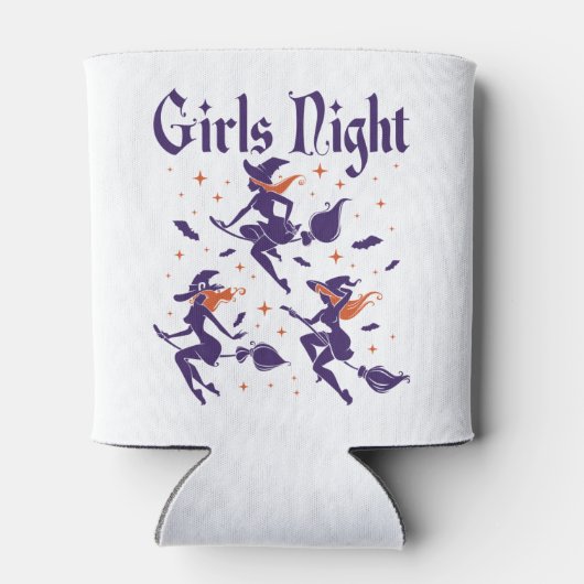 Halloween Girls Night Out Witches on Broomsticks Blikjeskoeler (Achterkant)