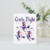 Halloween Girls Night Out Witches on Broomsticks Briefkaart (Staand voorkant)