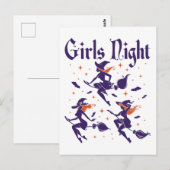 Halloween Girls Night Out Witches on Broomsticks Briefkaart (Voorkant / Achterkant)