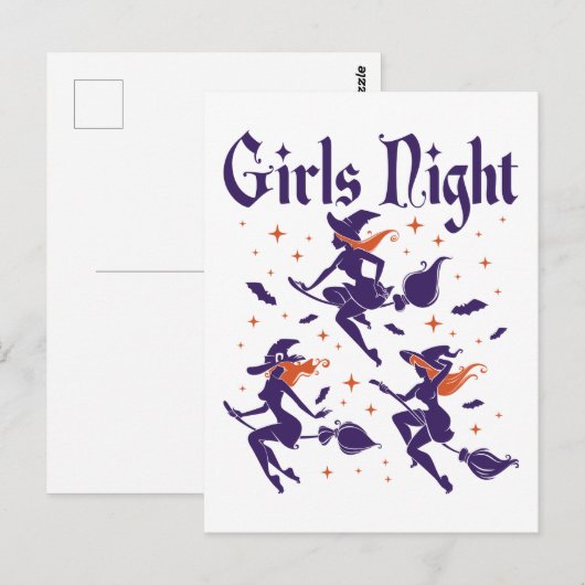 Halloween Girls Night Out Witches on Broomsticks Briefkaart (Voorkant / Achterkant)
