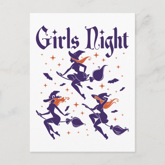Halloween Girls Night Out Witches on Broomsticks Briefkaart (Voorkant)