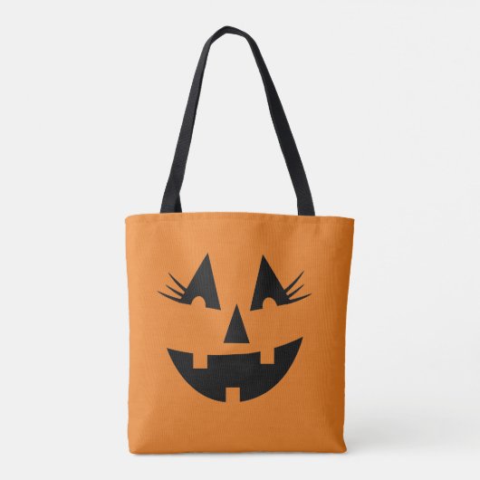 Halloween Girly Jack-O-Lantern Pumpkin Face Tote Bag (Achterkant)