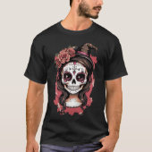 Halloween girly suiker schedel t-shirt (Voorkant)
